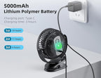 USB Personal Clip on Fan 5000mAh Battery Operated 6in, Type C, 3 Speed - Image 3