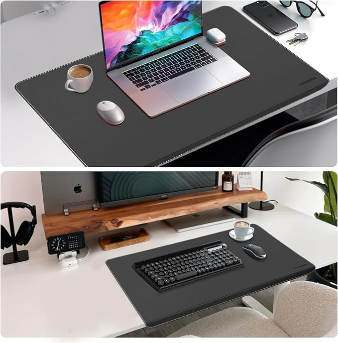 Desk Mat with Lip & Reinforced Stitched Edge|Non-Slip Waterproof PU Leather - Image 8