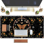 Moth Desk Pad Mushroom Phase Moon Phase Desk Mat, Boho Flowers and Leaves - Image 4