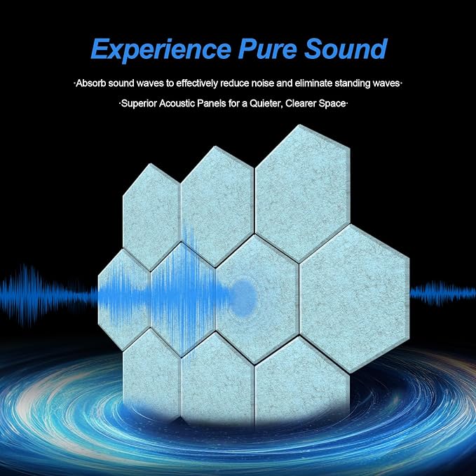 Mollywell Hexagon Acoustic Panels, High Density, Soundproofing, Decorative - Image 5