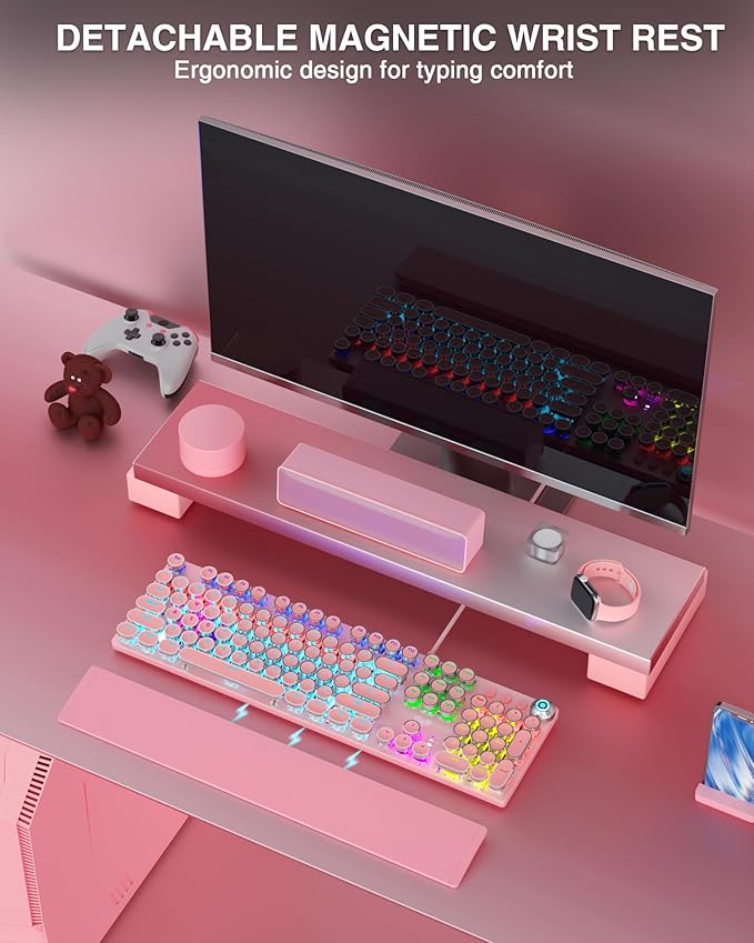 AULA F2088 Typewriter Style Mechanical Gaming Keyboard, Rainbow LED Backlit - Image 2