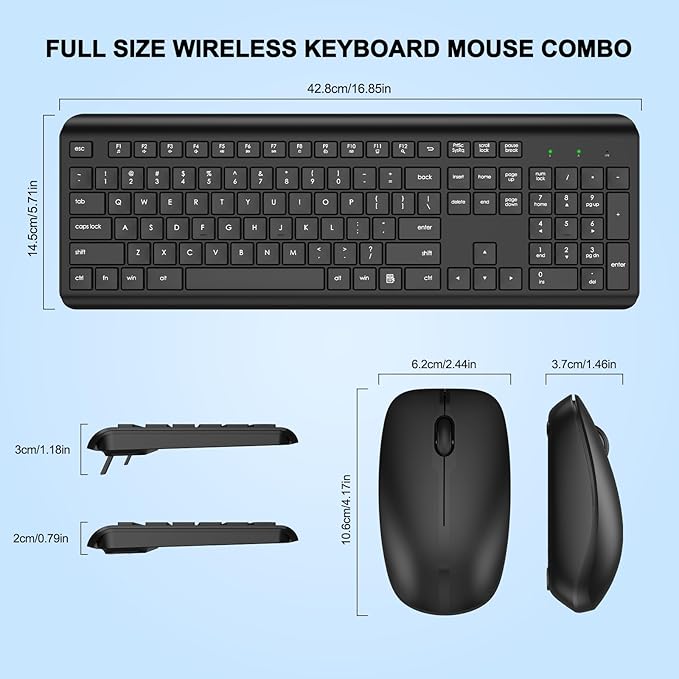 Wireless Keyboard and Mouse Combo, Full-Size Silent Ergonomic Keyboard and - Image 7