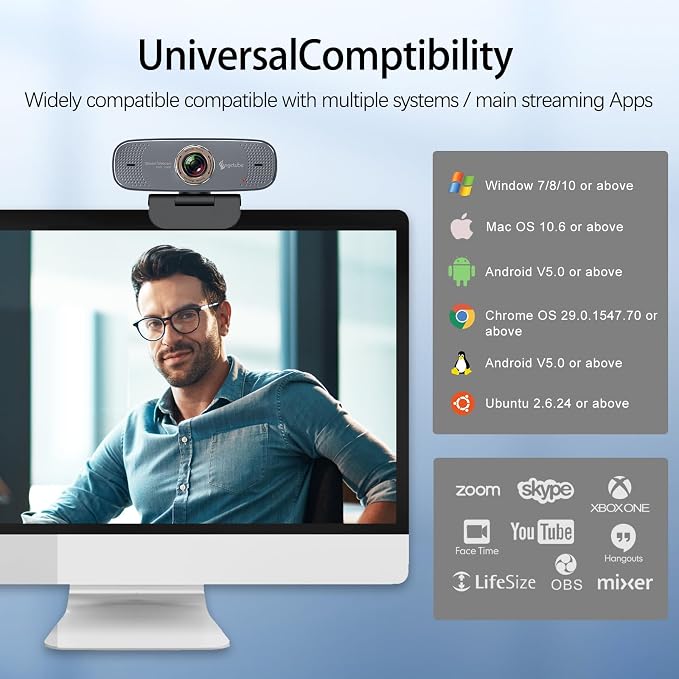 Angetube 1080P HD Webcam with Privacy Shutter Dual Noise-Cancelling Mic PC - Image 7