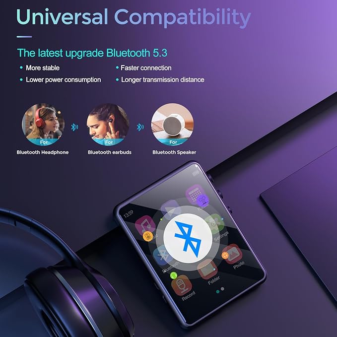 MP3 Player with Bluetooth 5.3, Portable HiFi Lossless Sound Music Player with - Image 2