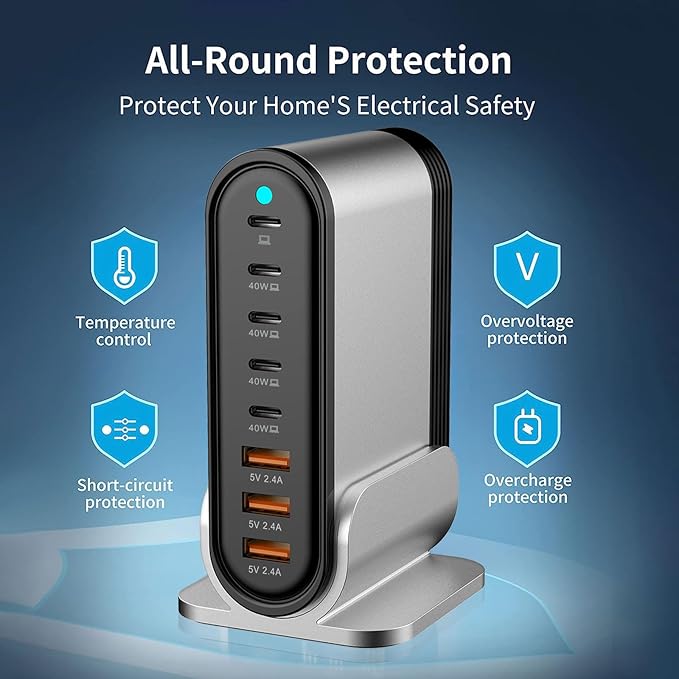USB C Fast Charger : Fast Charging Station : 285W-8 Port Desktop Multiple - Image 5