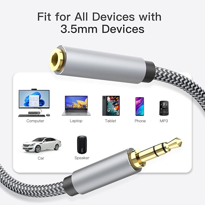 Aux Extension Cord 15ft, 3.5mm 1/8 Aux Stereo Audio Cable Male to Female Stereo - Image 4