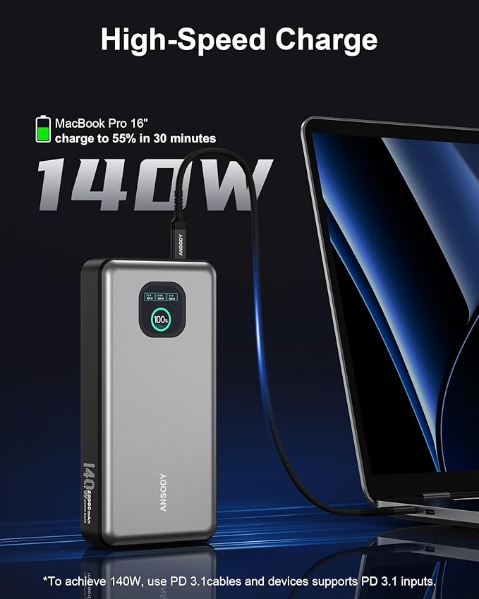 140W Power Bank, 25000mAh Laptop Portable Charger - Image 5