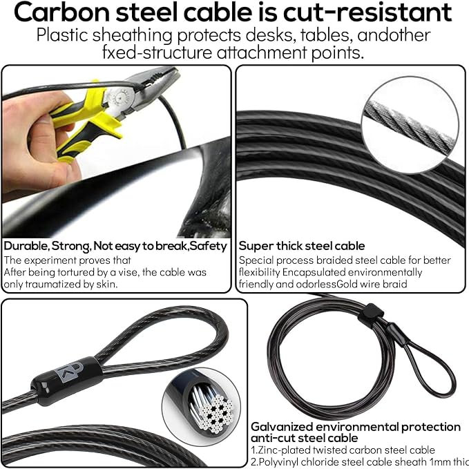 I3C Laptop Cable Lock 4 Digital Combination Lock Security Computer Cable Lock - Image 3