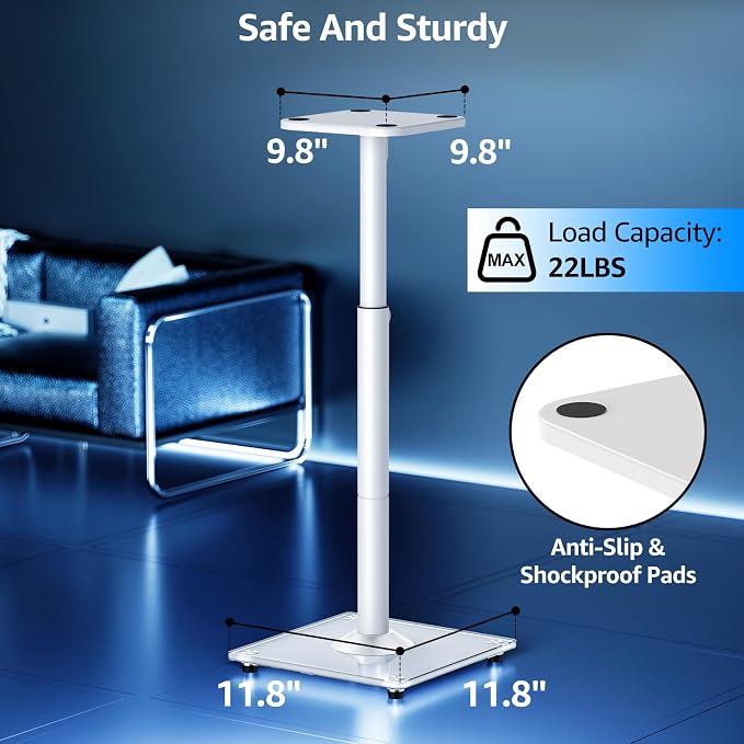 MOUNTUP Universal Speaker Stands Pair 28.3" to 37.4" Height Adjustable Floor - Image 3