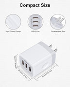 Wall Charger, USB Charger Adapter, 3.1A/3Pack Muti Port Fast Charging Station - Image 3
