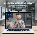 4K Webcam with Speaker and 4 AI Noise-Cancelling Mics, Wide Angle PC Cameras - Image 3