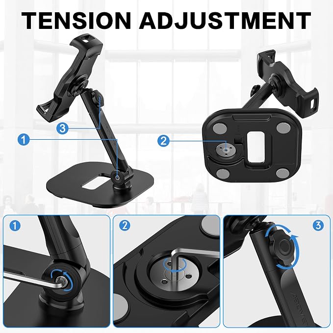 AboveTEK Upgraded Desktop Tablet Stand, 360° Swivel Tablet & Phone Desk Mount - Image 4