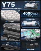 Y75 Gasket Wireless Mechanical Keyboard, 75% Hot-Swappable - Image 2