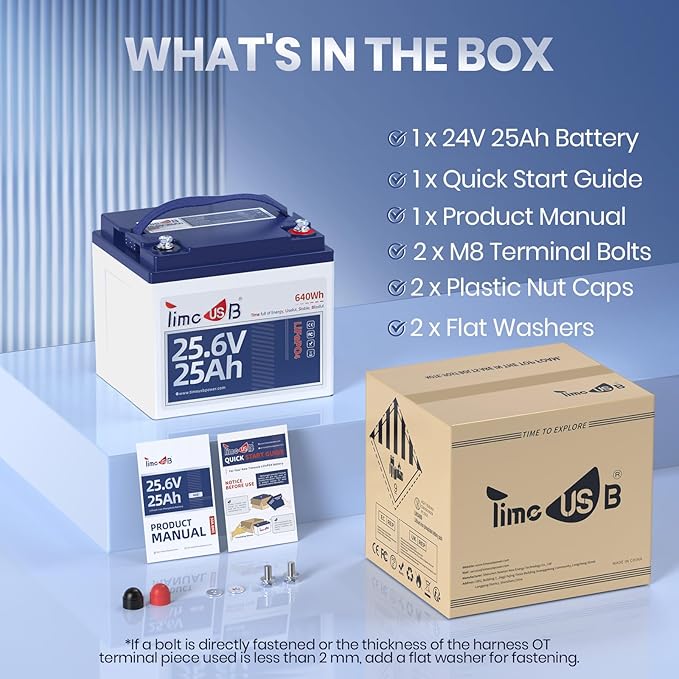 24V 25Ah LiFePO4 Battery, 2 Pack 2C High Discharge Rate Built-in 50A BMS 640Wh - Image 6