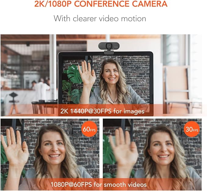 NUROUM V15AF 2K Webcam for PC, 1080P 60fps Autofocus HD Webcam - Image 6
