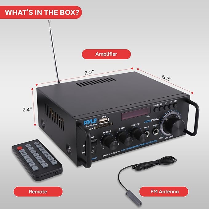 Pyle 200W Wireless Bluetooth Stereo Power Amplifier - Image 6