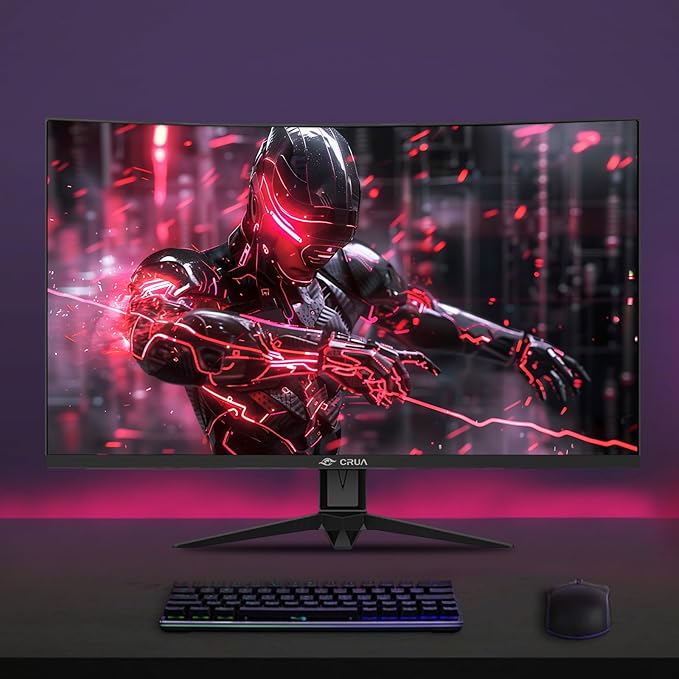 CRUA 27" Curved Gaming Monitor, 2k QHD VA Screen, 165Hz/180Hz Computer Moniter - Image 7
