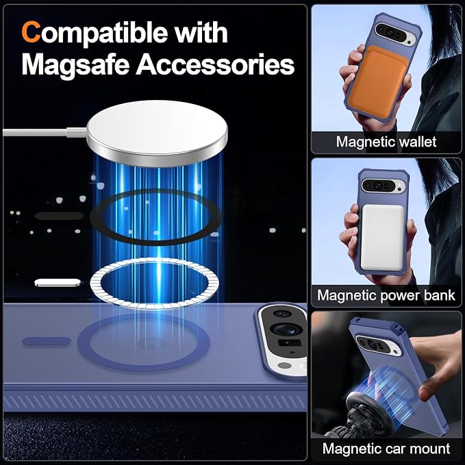 Magnetic for Google Pixel 9/Pixel 9 Pro Case, Shockproof Slim Translucent Matte - Image 2