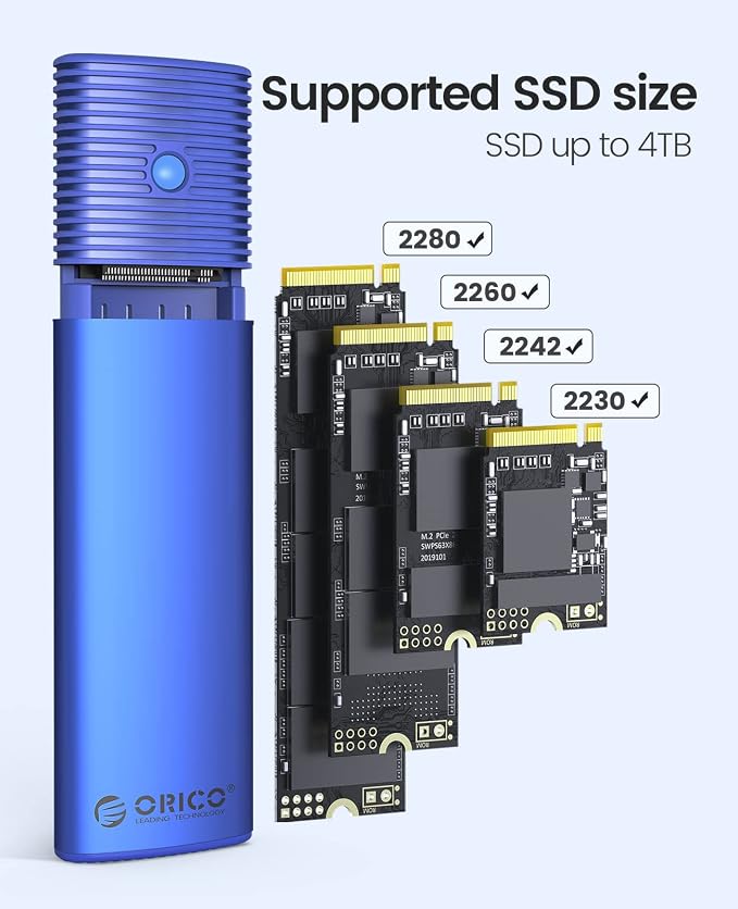 ORICO M.2 NVMe SATA SSD Enclosure Adapter Tool-Free, USB C 3.2 Gen 2 10Gbps NVMe - Image 4