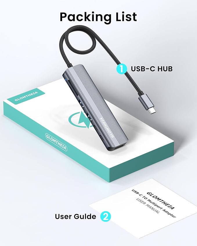 USB C Hub Multiport Adapter for Laptop MacBook Air/Pro, 100W PD, 2xUSB-A 3.0 - Image 8