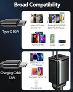 Upgraded Retractable Car Charger Adapter, 4 in 1 Fast Charging Car Phone Charger - Image 2