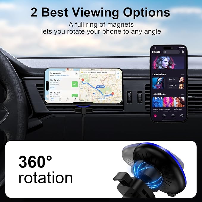 15W Magnetic Car Mount Wireless Charger - Image 5