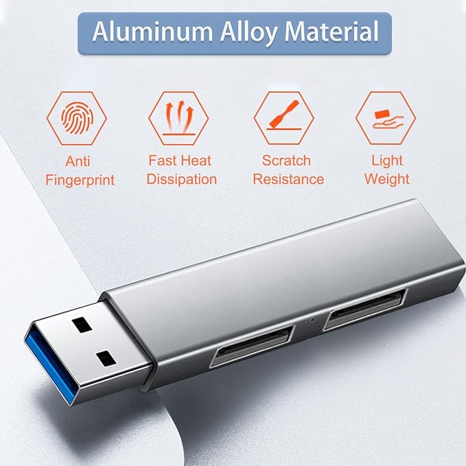 USB 3.0 Hub, VIENON Aluminium 3-Port USB Hub USB Splitter USB Expander - Image 2