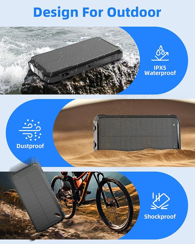 Solar Power Bank 20000mAh, Wireless Charger - Image 7