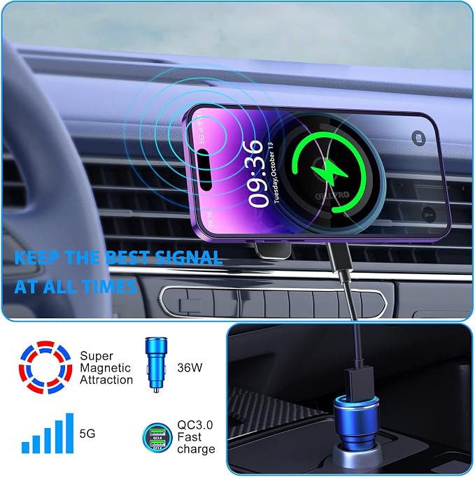 OHLPRO for iPhone16 Magsafe Car Mount Charger, 15W Fast Charging Dashboard - Image 2