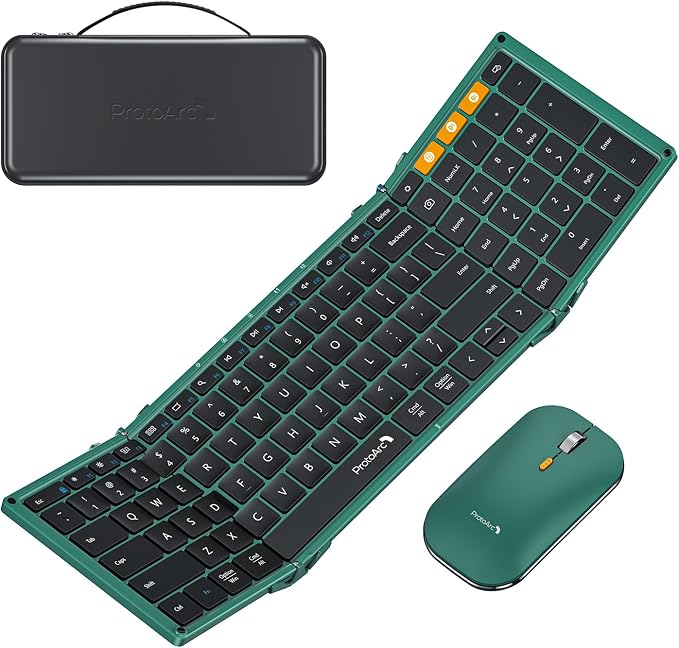 ProtoArc Foldable Keyboard and Mouse, XKM01 True Full-Size Folding Wireless by ProtoArc