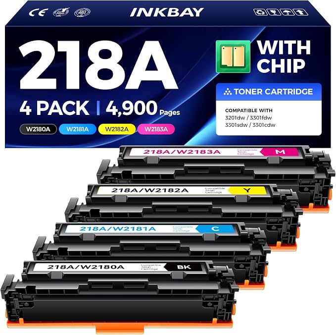 218A Toner Cartridge Set 4-Pack by INKBAY