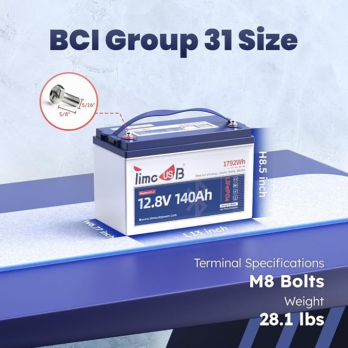 Smart Bluetooth 12V 140Ah LiFePO4 Battery, 12 Volt Lithium Battery - Image 7