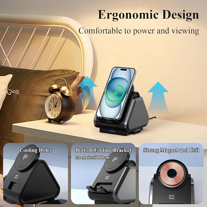 3 in 1 Charging Station, Mag Safe Wireless Charger Stand, Qi2 Certified - Image 5