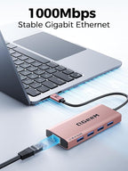 QGeeM USB C Hub Ethernet, 9 in 1 USB Type C Hub HDMI Multi-Port Converter - Image 6