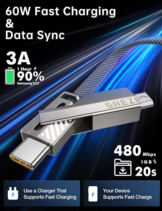 【One is Enough】 4-in-1 USB C to Micro Cable, High-Speed Charging & Fast Data - Image 3