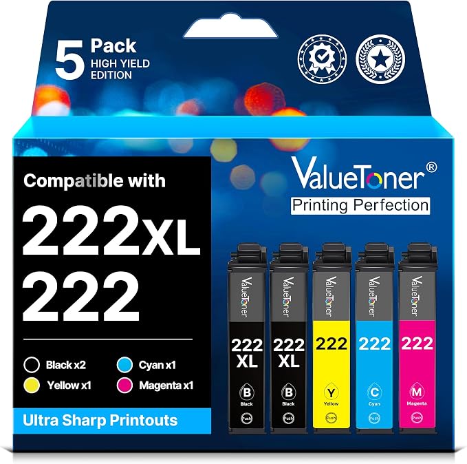 Valuetoner 222XL High-Capacity Black & Standard Color Remanufactured by Valuetoner