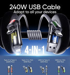 MAGIC JOHN 240W 4 in 1 Charging Cable, 4FT USB C to Lightning Cable, Chubby USB - Image 2
