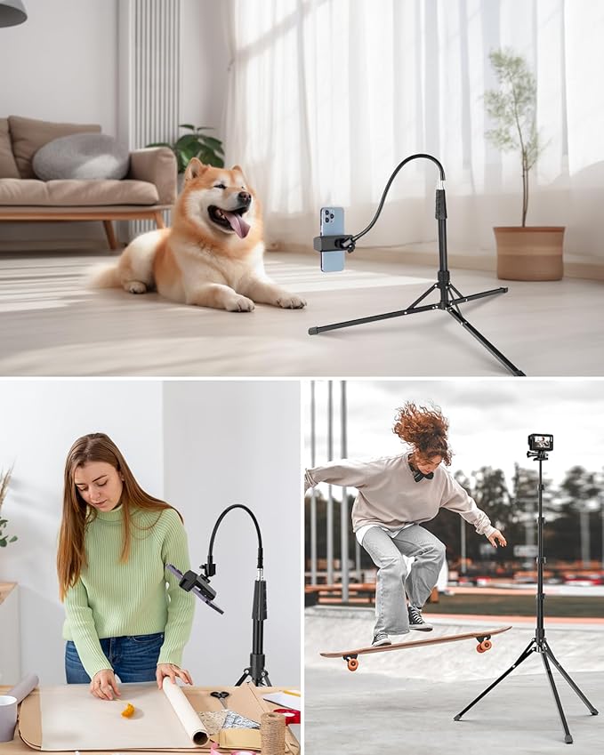 Aureday Phone Tripod, Remote and Phone Holder, Overhead & Selfie Stick - Image 7