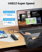 ORICO M.2 NVMe SATA SSD Enclosure Adapter Tool-Free, USB C 3.2 Gen 2 10Gbps NVMe - Image 2