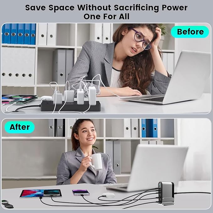 USB C Fast Charger : Fast Charging Station : 285W-8 Port Desktop Multiple - Image 3