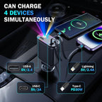 Car Charger with Starlight, 66W USB C Fast Car Chargers Adapter, 4 in 1 - Image 4