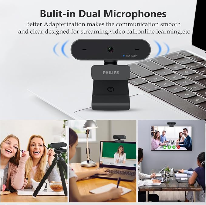 PHILIPS HD 1080P Webcam Camera for PC, SPL6208 Web Camera for Laptop, Dual - Image 4