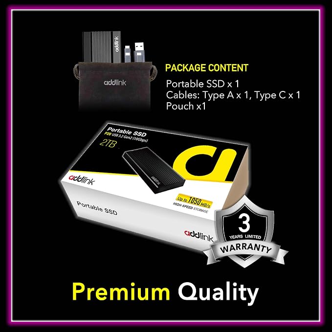 Addlink External Portable SSD 2TB P20 USB 3.2 Gen2 up to 1050MB/s, 3D TLC USB C - Image 8