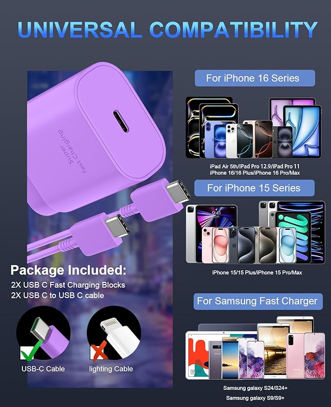 Phone 16 15 Charger, 30W USB C Fast Charger Block & 10FT Long C to C Fast - Image 5