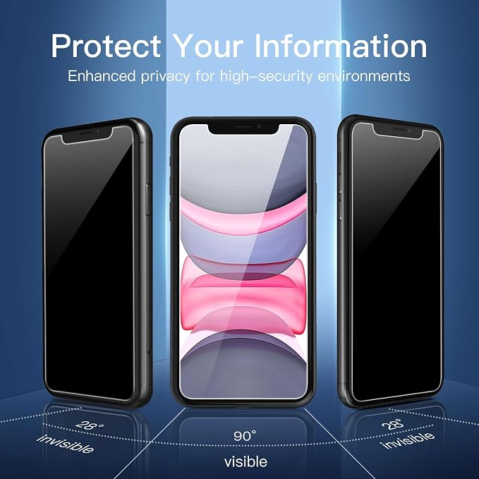 NEW'C 3 Pack Privacy for iPhone 11, iPhone XR Screen Protector, Enhanced - Image 5