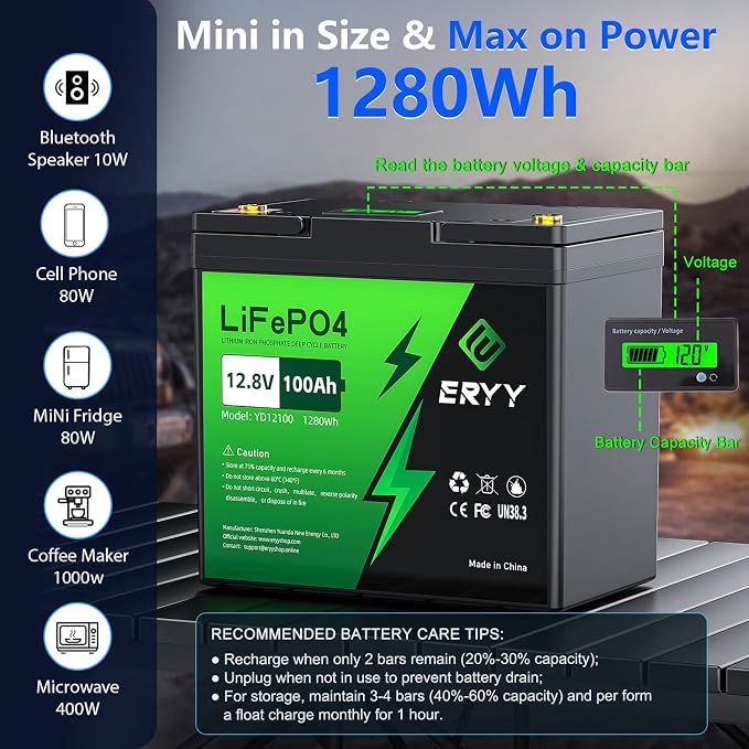 12V 100Ah LiFePO4 Battery, High Density 100Ah Lithium Battery 12v - Image 3
