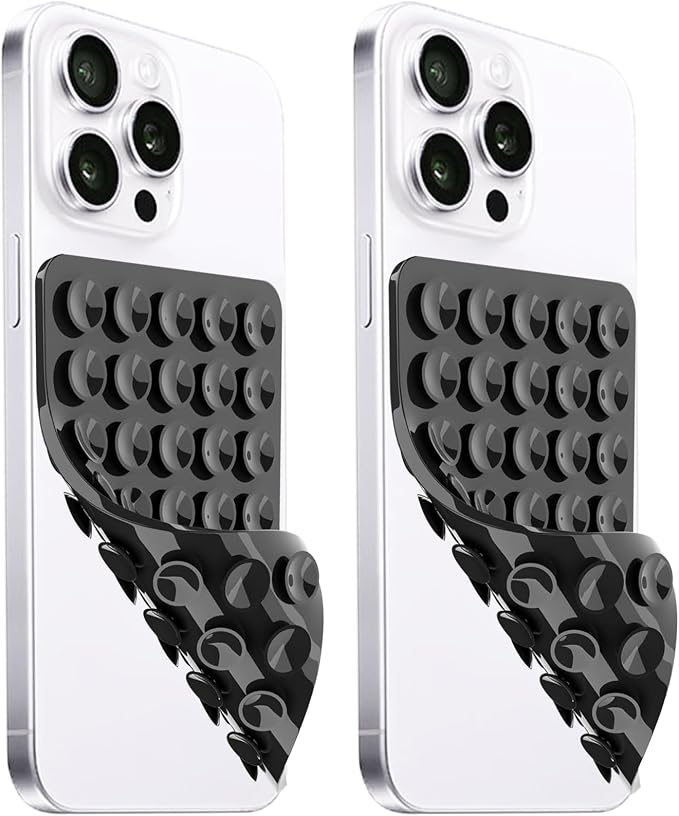 2 Pack Silicone Suction Cup Phone Case Mount Double Sided, Hands-Free Strong by LvShuLiangPin