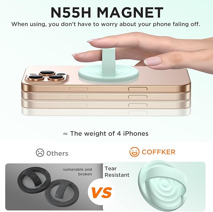 Magnetic Phone Ring Grip Holder, Silicone Finger Loop Grip, Compatible - Image 5