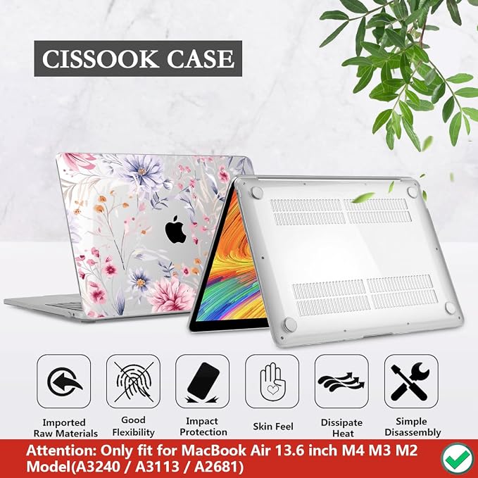CISSOOK Flower Case for MacBook Air 13.6 Inch M4 M3 M2 Chip Model A3240 A3113 - Image 6