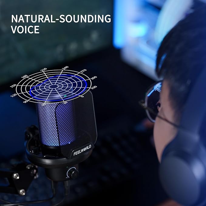 FEELWORLD VM1 Gaming PC USB Microphone Condenser Mic - Image 6